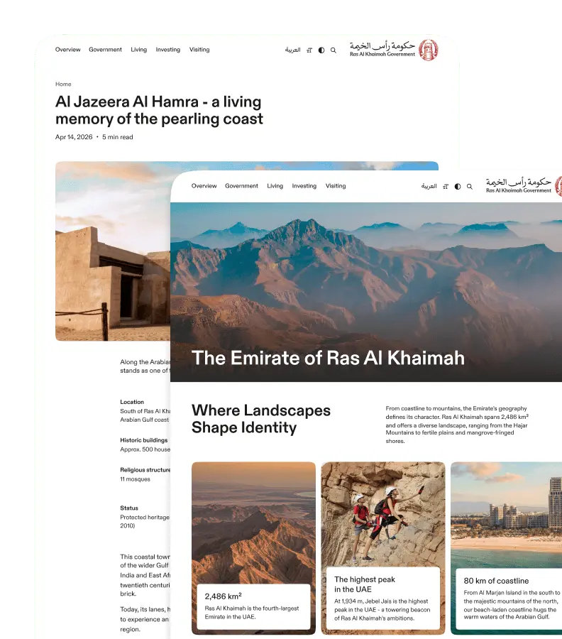 Coded rak.ae pages about the Emirate of Ras Al Khaimah