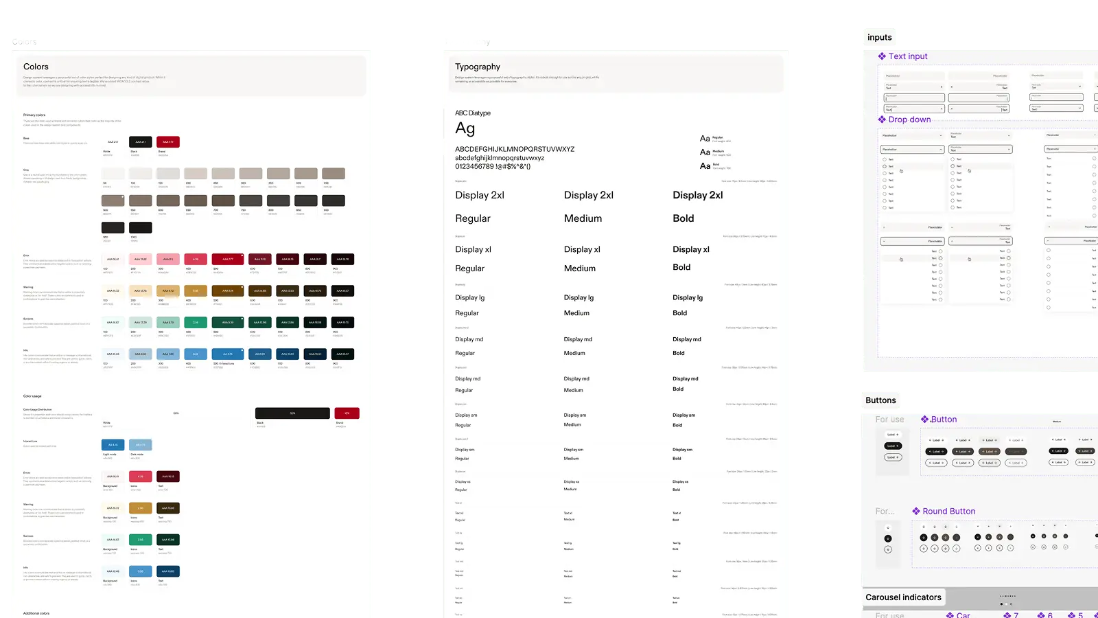 Design system colours, typography and components in Figma